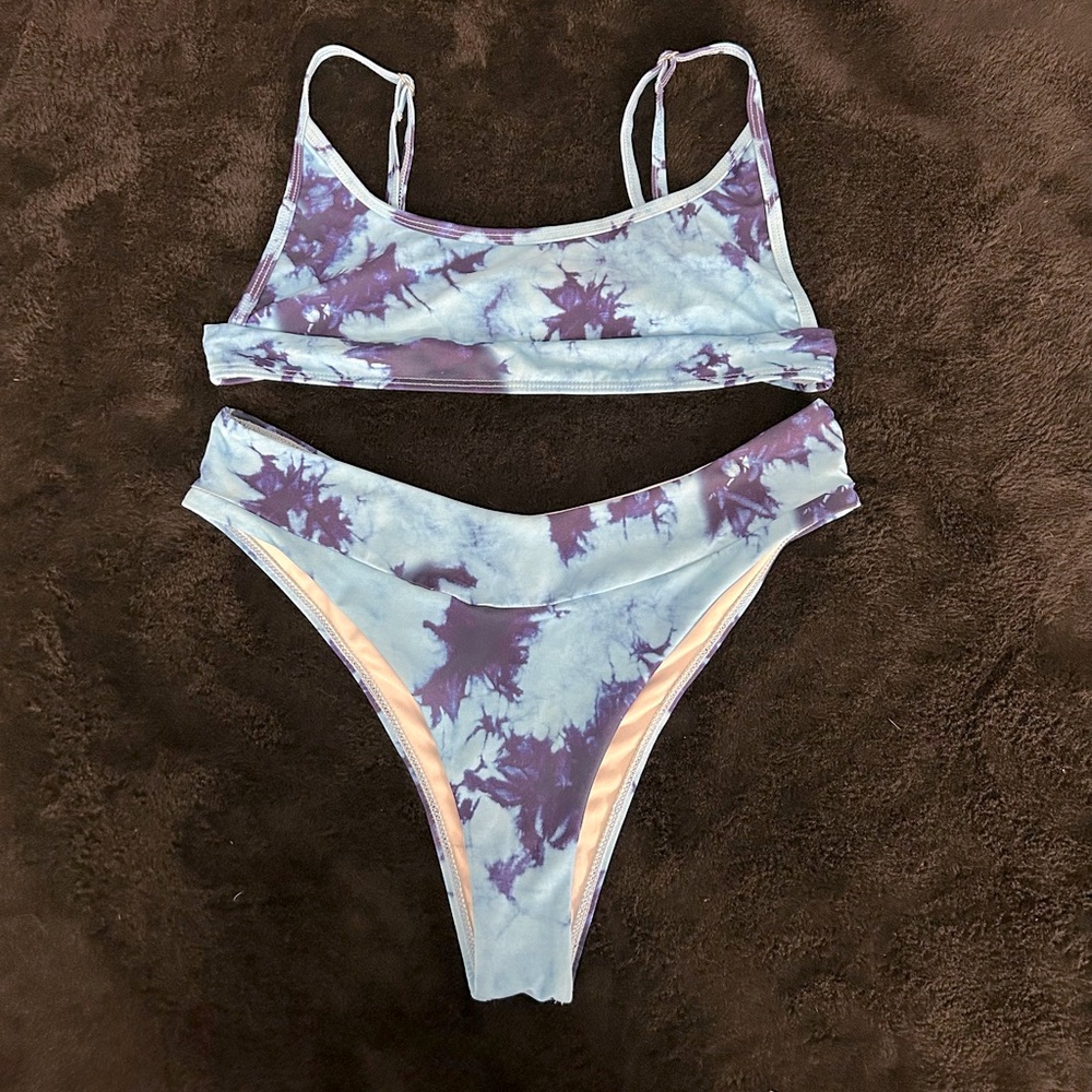 SHEIN Purple and Blue Tie-Dye Bikini